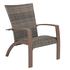 oakhurst wicker mocha metal frame stationary adirondack chair(s) with woven seat